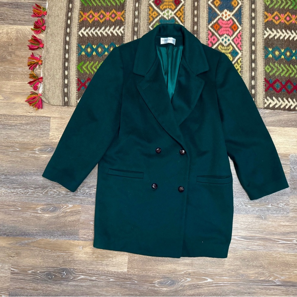 Vintage Brushed Wool Peacoat Size M/L Emerald Green